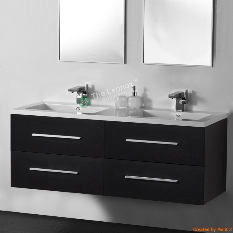 T1200 Black Double Vanity Misty Series 1200 Black Double Basin