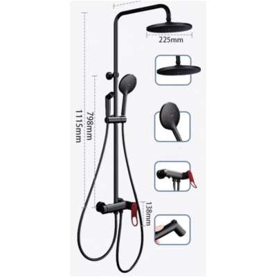 Shower Mixer - Arrow Bathroom 4 Function Shower mixer System Rainfall Shower Combo Black