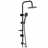 2 In 1 Shower Combination Dual Hose Rain Plastic Head - Black