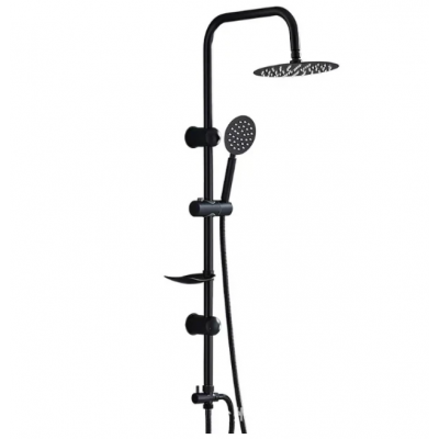 2 In 1 Shower Combination Dual Hose Rain Plastic Head - Black