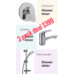 Shower mixer - Aquatica Cambridge 3 pack all square Basin ,Shower, Handshower All Pressure