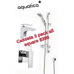 Shower mixer - Aquatica Cascata 3 pack all square Basin ,Shower, Handshower