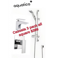 Shower mixer - Aquatica Cascata 3 pack all square Basin ,Shower, Handshower