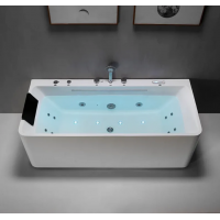 Freestanding Whirlpool Tubs White Back To Wall Acrylic Massage Spa Bath
