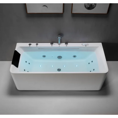 Freestanding Whirlpool Tubs White Back To Wall Acrylic Massage Spa Bath