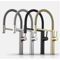 Kitchen Sink Mixer - Carved Spring Neck Pull Out Kitchen Sink Mixer Tap Brass 4 Colors