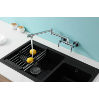 Kitchen Sink Mixer - Wall Mounted Three Handle Double Joints Free Rotating