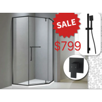 Bathroom Combo With 900x900 CPA900 Black Shower Glass