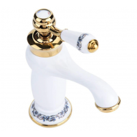 Basin Mixer -  Vintage Floral Ceramic Single Handle Mixer White
