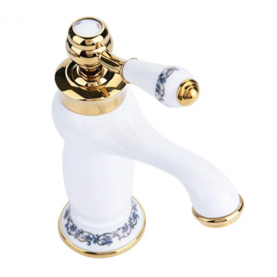 Basin Mixer -  Vintage Floral Ceramic Single Handle Mixer White