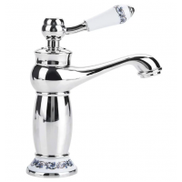 Basin Mixer -  Vintage Floral Ceramic Single Handle Mixer Chrome