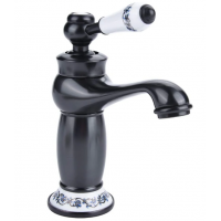 Basin Mixer -  Vintage Floral Ceramic Single Handle Mixer Black