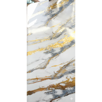 PVC UV Marble Stone Board - Gold and Bruno Blue