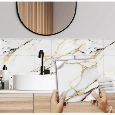 PVC Golden Grey Wall tiles sticker 30x30 cm 10 Pcs