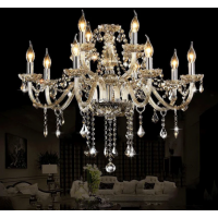 Clear Chandelier Living Room Crystal Ceiling Lamp LED 12 lights