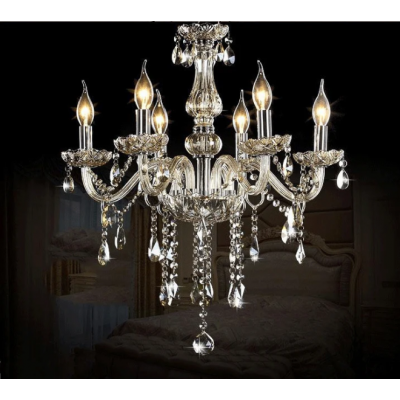 Clear Chandelier Living Room Crystal Ceiling Lamp LED 6 lights