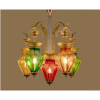 Turkish/moroccan Style Pendant Lamp Brass and Glass