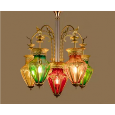 Turkish/moroccan Style Pendant Lamp Brass and Glass