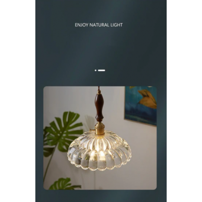 Modern French Minimalist Glass Flower Shape 1-Light Pendant Light