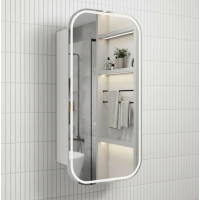 Bathroom Mirror Frameless LED Shaving Cabinet Matte White 90cm x 60cm