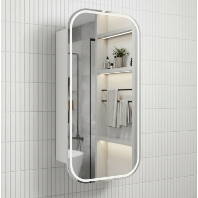 Bathroom Mirror Frameless LED Shaving Cabinet Matte White 90cm x 60cm