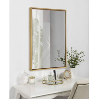 Bathroom Mirror for Wall with Golden Metal Frame 600X800mm