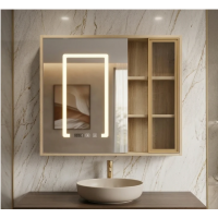 Mirror Cabinet - Led mirror cabinet wall-mounted Grain Wood 750mm Mirror Cabinet - Led mirror cabinet wall-mounted Grain Wood 750mm