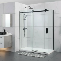 Shower Glass - Rock Series 2 Sides Frameless Glass RCM1470x870 Black Frame