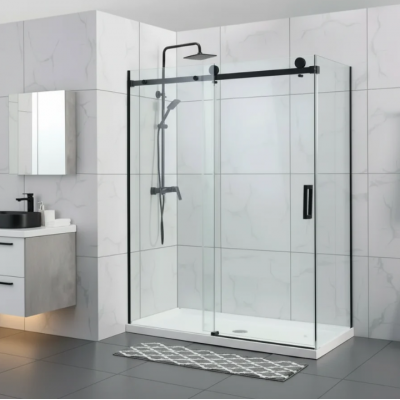 Shower Glass - Rock Series 2 Sides Frameless Glass RCM1170x970 Black Frame