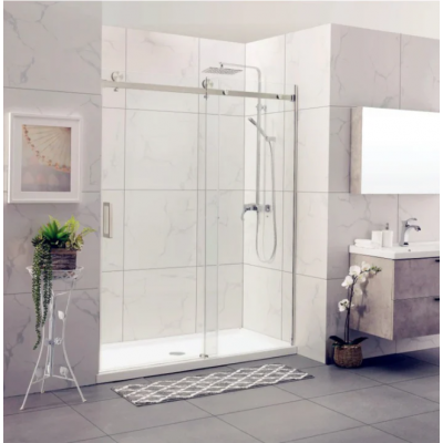 Shower Glass - Rock Series Sliding Door RCM1400 Brushed Nickel Frame