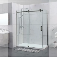 Shower Glass - Rock Series 2 Sides Frameless Glass RCM1470x870 Gunmetal Grey Frame