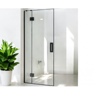 Shower Glass - Stream Series Swing Door (870x1950mm) With Black Color Frame
