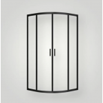 Shower Glass - ZENITH Series ROUND FRONT Twin Sliding Doors (900x900x1950mm) - Matt Black