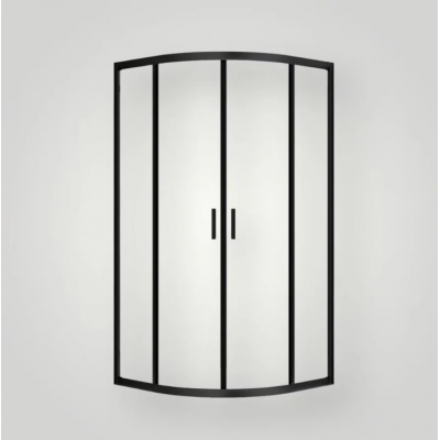 Shower Glass - ZENITH Series ROUND FRONT Twin Sliding Doors (900x900x1950mm) - Matt Black