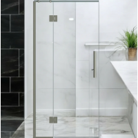 Shower Glass - Stream Series Swing Door 1470mm Brushed Nickel Frame