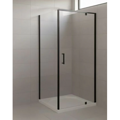 Shower Glass - ZENITH Series Square FRONT Pivot Door Black (900x900x1950mm)