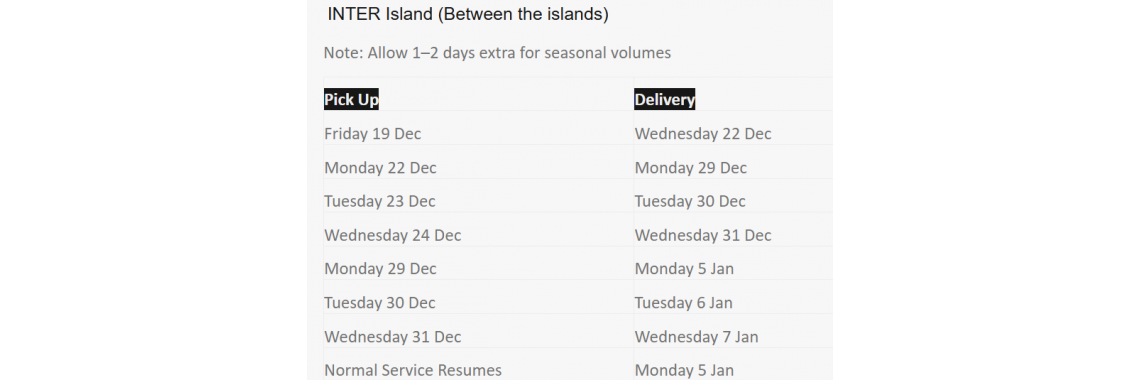 Christmas Transport Timetable