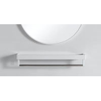 Bathroom Metal Wall Mirror Shelf White Framed Rectangle 600mm