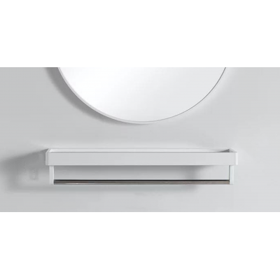 Bathroom Metal Wall Mirror Shelf White Framed Rectangle 500mm