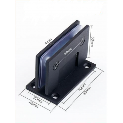 Shower Glass Hinges, 90 Degree, Glass to Glass - Black