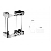 Bathroom Rectangle Double Shelf Basket - 304 Stainless Steel