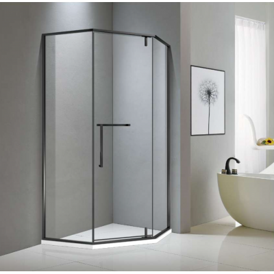 Shower Glass - Bay Series 2 Sides (900x900x1900mm) - Matt Black