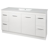 Cabinet - Virtu Series V1500F White Double Ceramic Basin 