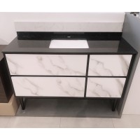 Vanity - Ava Series 1200mm - Black Marble Pattern Cabinet With Engineering Stone Top