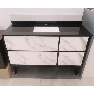 Vanity - Ava Series 1200mm - Black Marble Pattern Cabinet With Engineering Stone Top