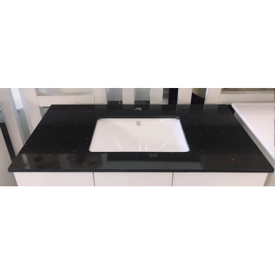 Engineered Quartz Vanity Top - Sparkling Black 1200mm