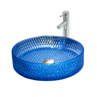 Modern Crystal Basin Wash Glass Sink - Blue