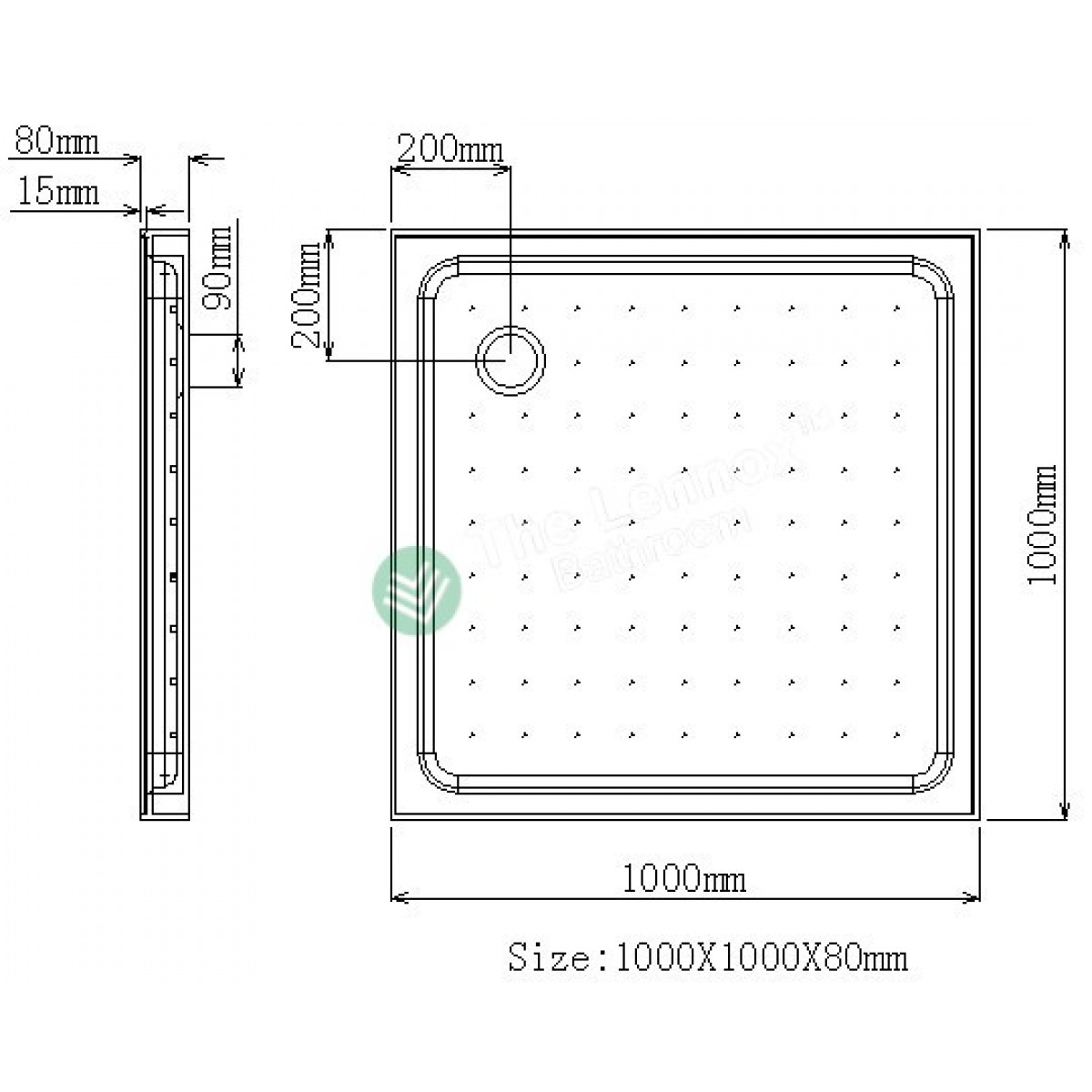Shower Tray Square Series 1000X1000mm Corner