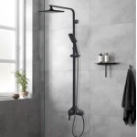8 inch Square - NZHSS2123 - Twin Shower Set - Black