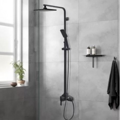 8 inch Square - NZHSS2123 - Twin Shower Set - Black
